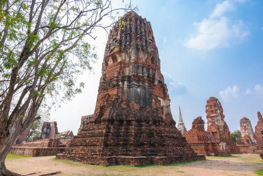 Pagoda in Wat mahathat ,Ayutthaya ,Thailand