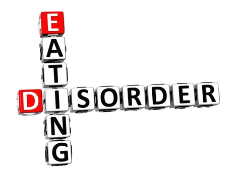 3D Crossword Eating Disorder over white background.