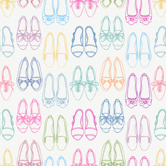 Seamless background with colored shoes