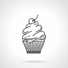 Cream dessert black line vector icon
