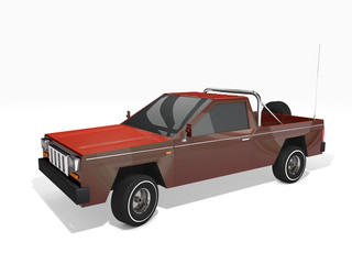 3D rendered red pickup truck