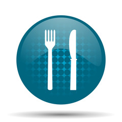 eat blue glossy web icon