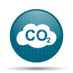 carbon dioxide blue glossy web icon