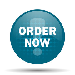 order now blue glossy web icon