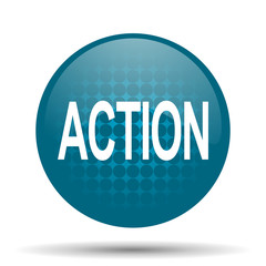 action blue glossy web icon