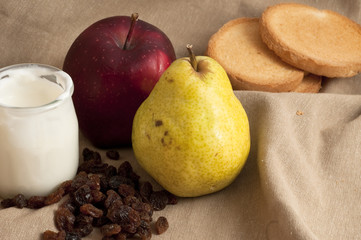 breakfast with yogurt and fruit