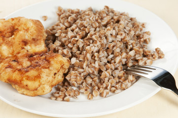 Chicken meat with buckwheat kasha