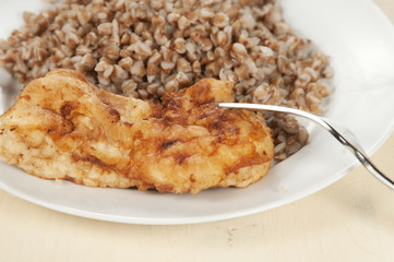 Chicken meat with buckwheat kasha