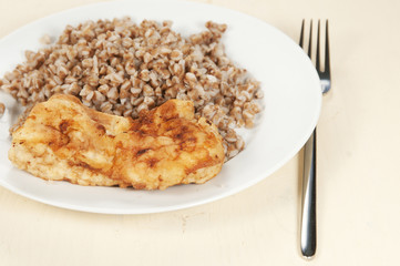 Chicken meat with buckwheat kasha