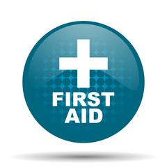 first aid blue glossy web icon