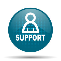 support blue glossy web icon