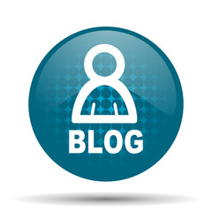 blog blue glossy web icon