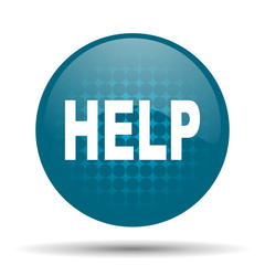 help blue glossy web icon