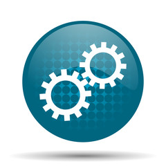 gear blue glossy web icon