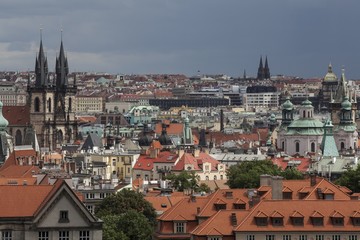 Naklejka na ściany i meble Summer panorama of Prague, Czech Republic