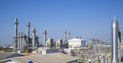 Gas turbine power plant with blue sky  © supakitmod