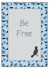 Bird and cage -  vector illustration on blue background