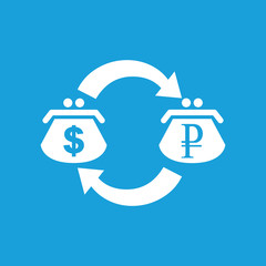 Dollar rouble exchange white icon