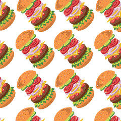 Hamburger Ingredients Icons pattern