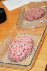 Forcemeat in glasswares on a table