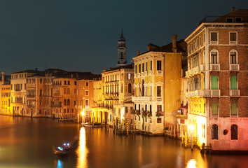 Fototapeta na wymiar Night at Grand canal in Venice, Italy.