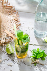 Sweet mojito with mint leaf