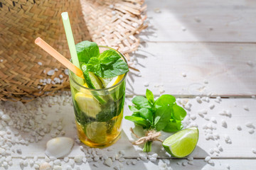 Sweet summer drink with mint leaf