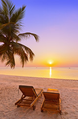 Loungers on Maldives beach