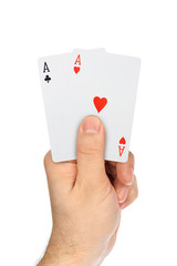 Hand with playing cards