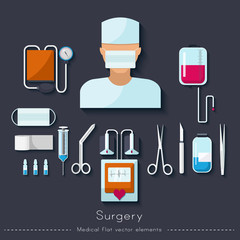 Healthcare and medical concept. Surgical set in flat style
