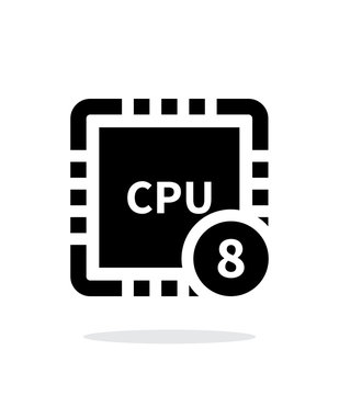 Eight Core CPU simple icon on white background.