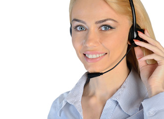 Business woman headphones