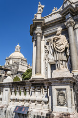 St. Peter cathedral church statues. Catania, Sicily, Italy