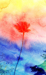 Obraz premium watercolor silhouettes of palm trees