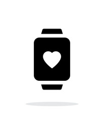 Heart on smart watch simple icon on white background.