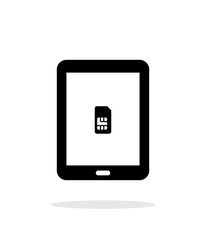 Tablet with SIM simple icon on white background.