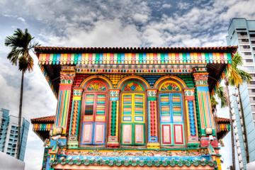 Singapore Landmark: Colorful building facade in Little India
