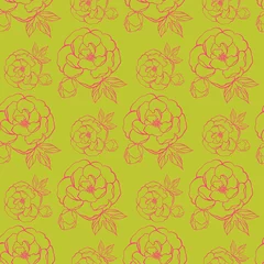 Dekokissen Peony vector seamless floral pattern © julkapulka13