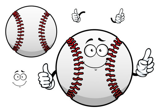 Cartoon baseball ball with thumb up