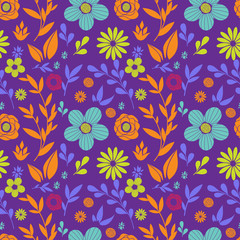 Vector flowers seamless pattern