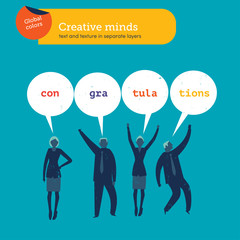 People saying congratulations with speech bubbles