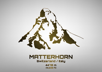 Outline vector illustration of bronze Mt. Matterhorn