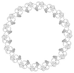 Round outline frame with fruits