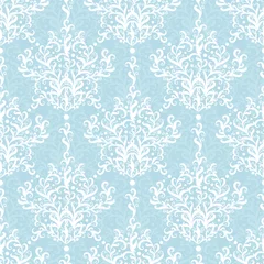 Behang Vintage vector light blue branches damask seamless pattern © Oksancia