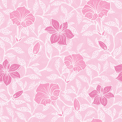 Vector soft pink lineart blossoms seamless pattern background