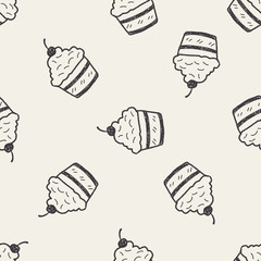 doodle cake seamless pattern background