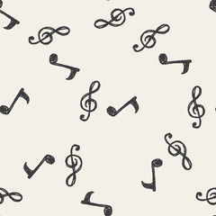 music note doodle drawing seamless pattern background