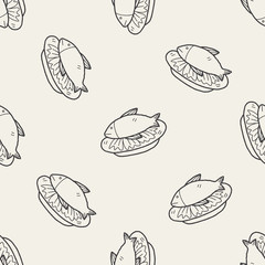 fish food doodle seamless pattern background