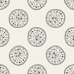 Doodle Pizza seamless pattern background
