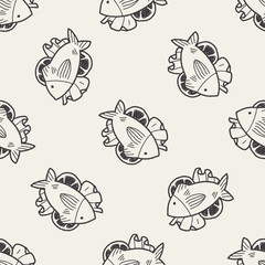fish food doodle seamless pattern background
